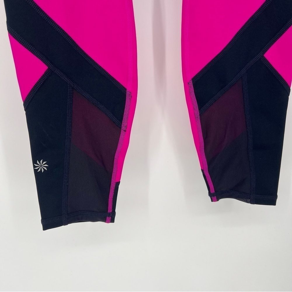 Athleta Sonar Colorblock Mesh Womens Leggings Navy Fuschia - Picture 4 of 15